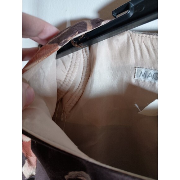 Vintage Maggy London Brown Shift Floral Cotton USA Square Neck Dress Size 10 - Picture 2 of 6